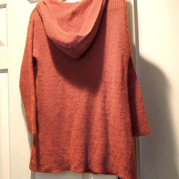 Soft Surroundings Coral Pink Cardigan Sweater Comfy Stretchy Hood Small Petite - Picture 2 of 6